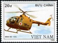 (1989-029) Марка Вьетнам "MBB BO 105"    Вертолёты III Θ