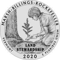 (054d) Монета США 2020 год 25 центов "Марш-Биллингс-Рокфеллер"  Медь-Никель  UNC