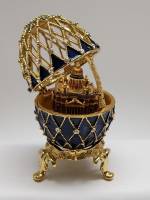 Яйцо шкатулка тайник Исакиевский собор стиль сетка Фаберже металл глазурь синий золотой высота 11 см