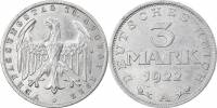 (1922a) Монета Германия (Веймар) 1922 год 3 марки   Алюминий  XF