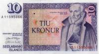 (Olafsson Nordal) Банкнота Исландия 1961(1981) год 10 крон "Арнгримюр Йоунссон"   UNC