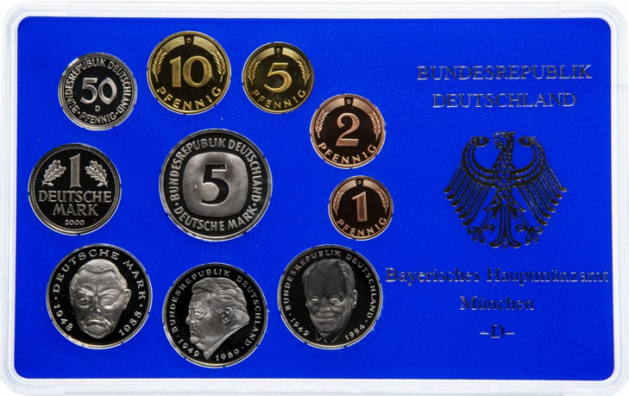 (2000d, 10м) Набор монет Германия (ФРГ) 2000 год   PROOF