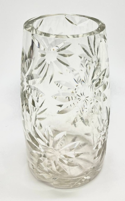 Ваза, толстое стекло с алмазной гравировкой, СССР
