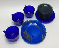 Чайный набор, стекло, Кобальт, 17 предметов