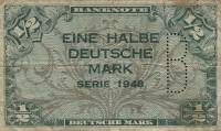 (№1948P-1c) Банкнота ФРГ 1948 год "frac12; Deutsche Mark"
