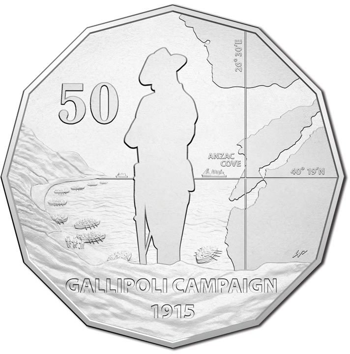 (2014) Монета Австралия 2014 год 50 центов &quot;Галлиполи&quot;  Медь-Никель  Буклет
