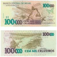 () Банкнота Бразилия 1992 год 100 000  ""   UNC