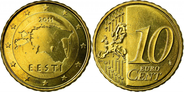 (2011) Монета Эстония 2011 год 10 евроцентов   Латунь  UNC