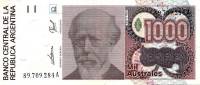1989 Банкнота Аргентина 1989 год 1 000 аустралей Хулио Рока   UNC