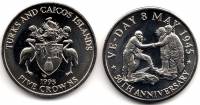 () Монета Острова Тёркс и Кайкос 1995 год 5 крон ""   UNC