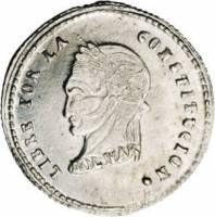 (№1855km127) Монета Боливия 1855 год frac12; Sol (Ла-Пас)