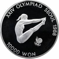 (1987) Монета Южная Корея 1987 год 10000 вон "XXIV Летняя олимпиада Сеул 1988 Прыжки в воду"  Серебр