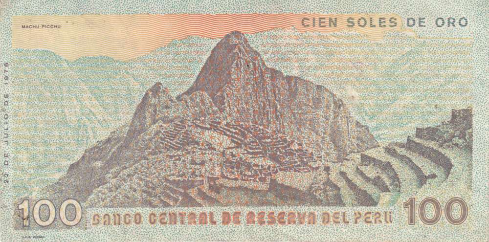 (,) Банкнота Перу 1976 год 100 солей    VF