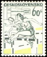 (1965-005) Марка Чехословакия "Бег с барьерами"    Спорт III O