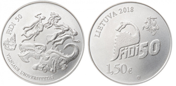 (2018) Монета Литва 2018 год 1 1/2 евро &quot;День физики&quot;  Медь-Никель  UNC