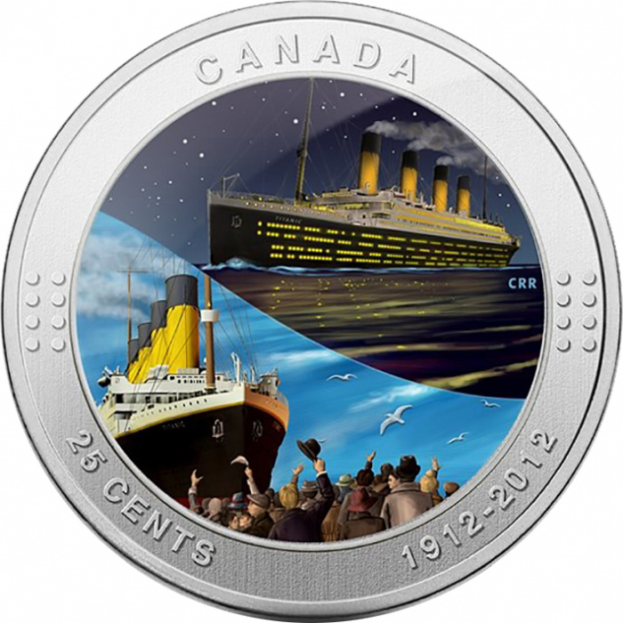 (2012) Монета Канада 2012 год 25 центов &quot;Титаник. 100 лет гибели&quot;  Никель  UNC