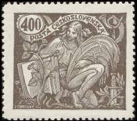 (1920-029) Марка Чехословакия "Аллегория (Серо-коричневая)"    Сельское хозяйство и наука (Стандартн