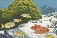 (№1986-161) Блок марок Гренада 1986 год "Угловые Тритон Cymatium femorale", Гашеный