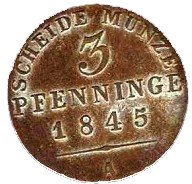 () Монета Германия (Империя) 1843 год 3  ""   Медь  UNC