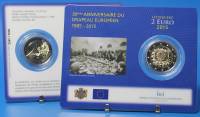 (019) Монета Люксембург 2015 год 2 евро "30 лет флагу Европы"  Биметалл  Буклет