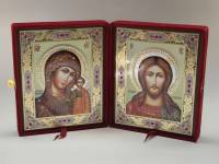 Венчальные иконы красный бархат 37х22 см стразы дерево