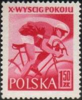 (1957-023) Марка Польша "Велосипедист" , III Θ