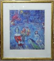 Репродукция Марк Шагал в золотой раме с паспарту под стеклом