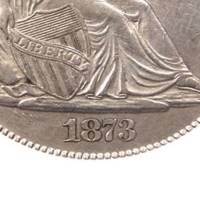 (1873s, нет стрел) Монета США 1873 год 50 центов  4. Девиз над орлом  AU