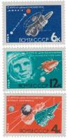 (1964-043-45) Серия Набор марок (3 шт) СССР   Перф рамочн  День космонавтики III O