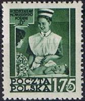 (1953-027) Марка Польша "Медсестра, мать и ребёнок" , III Θ