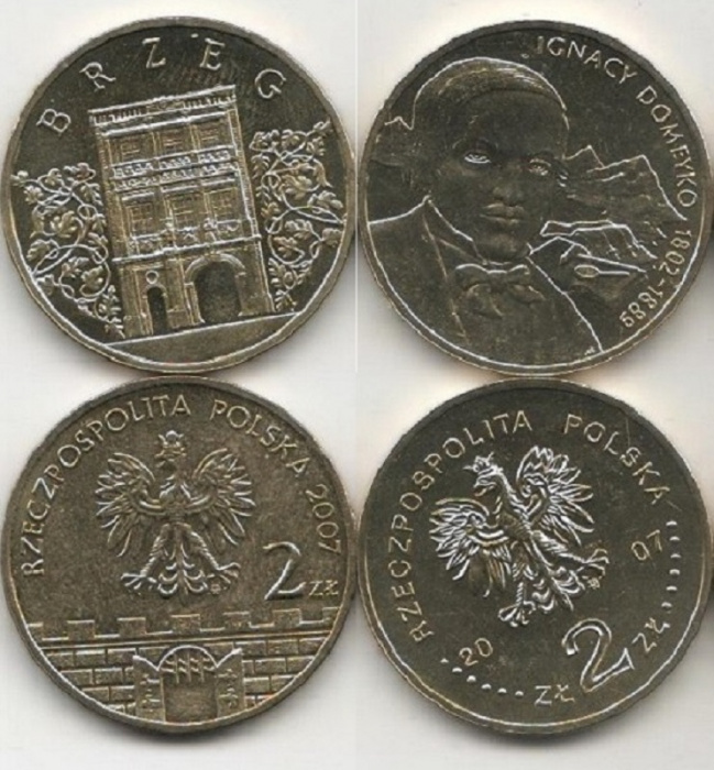 (133 152 2 штуки по 2 злотых) Набор монет Польша 2012 год   UNC