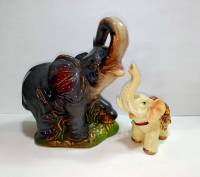 Набор статуэток Слоны (2 шт) керамика полиакрил стразы (сост. на фото)