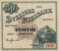 (,) Банкнота Швеция 1947 год 50 крон    UNC