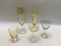 Стопки рюмки бокал разной формы цветное стекло 5 шт