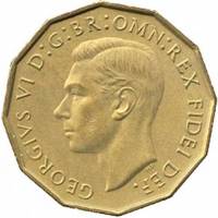 (1949) Монета Великобритания 1949 год 3 пенса "Георг VI"  Латунь  VF