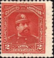 (№1893-63) Марка Сальвадор 1893 год "Генерал Карлос Ezeta 18531903", Гашеная
