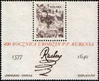 (1977-019) Блок Польша "Набросок Рубенса"    400 лет со дня рождения Питера Пауля Рубенса III Θ