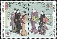 (№1982-1508) Лист марок Япония 1982 год "Вид на снег на Matsuchiyama на тории Kiyonaga", Гашеный