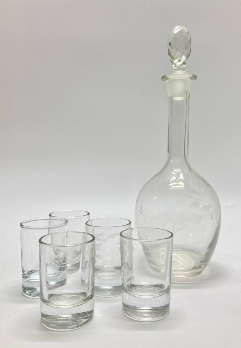Графин + 5 стопок, стекло