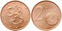 2005 Монета Финляндия 2005 год 2 евроцента 1-й тип образца 1999-2006 с буквой М Бронза  UNC