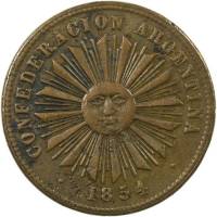 (№1854km25) Монета Объединённые провинции Южной Америки 1854 год 4 Centavos