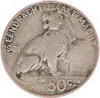 (№1901km51) Монета Бельгия 1901 год 50 Centimes (Фламандские легенды)