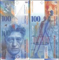 2014 Банкнота Швейцария 2014 год 100 франков Альберто Джакометти Studer - Jordan  XF