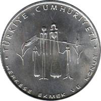 (1977) Монета Турция 1977 год 50 лир "ФАО - Планирование семьи"  Серебро Ag 830  UNC