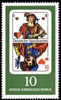 (1967-055) Марка Германия (ГДР) "Валет червей"    Игральные карты III Θ