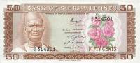 Банкнота Сьерра-Леоне 1974 год 50 центов Сиака Стивенс   UNC