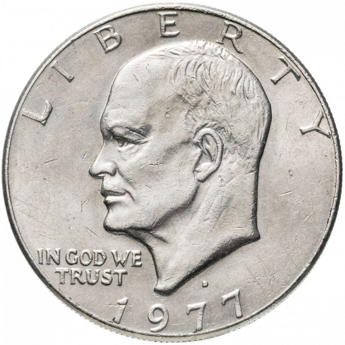 (1977d) Монета США 1977 год 1 доллар   Эйзенхауэр. Орёл на Луне Медь-Никель  XF