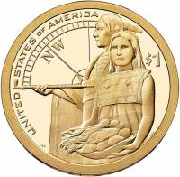 (2014d) Монета США 2014 год 1 доллар "Гостеприимство индейцев"  Сакагавея Латунь  UNC