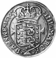 (№1671km343) Монета Дания 1671 год 1 Krone (4 знака)