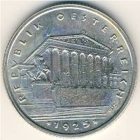 1925 Монета Австрия 1 шиллинг Здание Парламента  Серебро Ag 640  XF